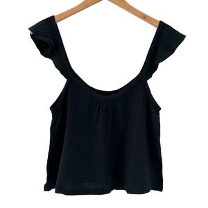 Marine Layer women’s Jude Flutter sleeve tank top M black gauzy beachy new NWT